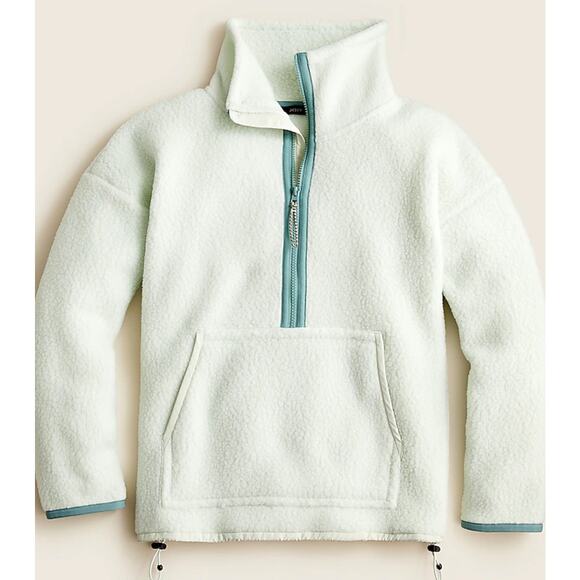 J.‎ Crew Polartec Cozy Fleece Half-Zip Pullover in Mint Green Size Large - Picture 1 of 10